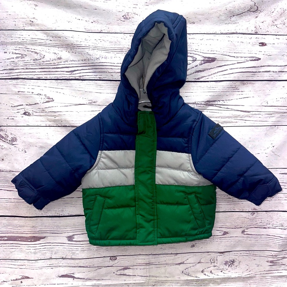 Carter's Blue & Green Puffer Jacket Size 12 Months